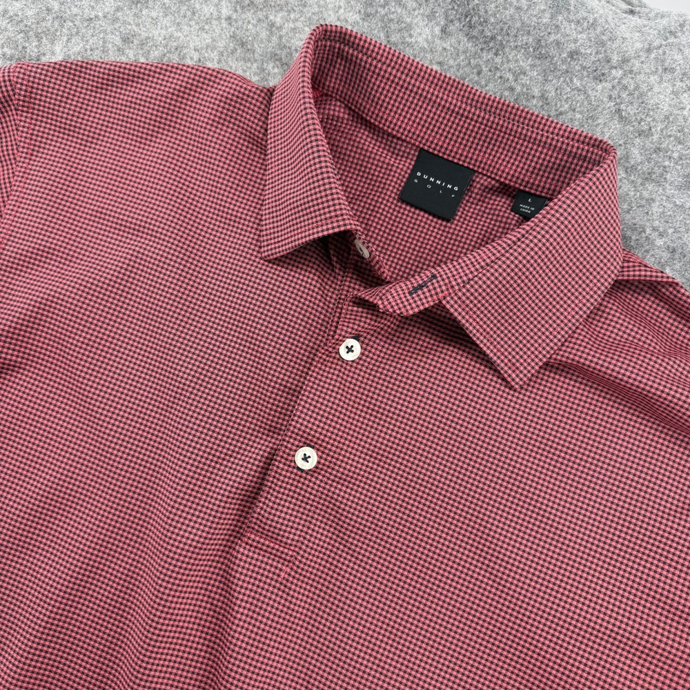 Dunning Golf Polo Shirt Mens Large Red Black Micro Check Bonita Bay Club